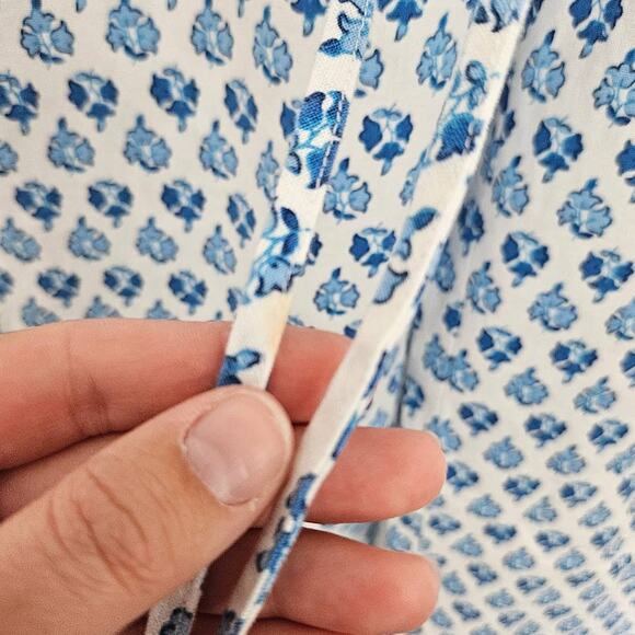 🆓 FREE J. Crew Factory Petite Blue White Printed Linen Blend Drawstring Pant 2P - Picture 7 of 8